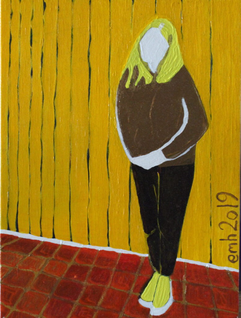 painting - 2019 - figur på klinkegulv