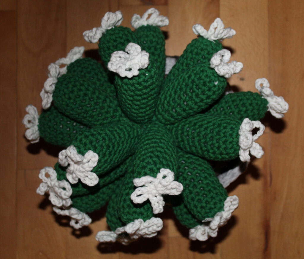 hæklet blomst set oppefra
